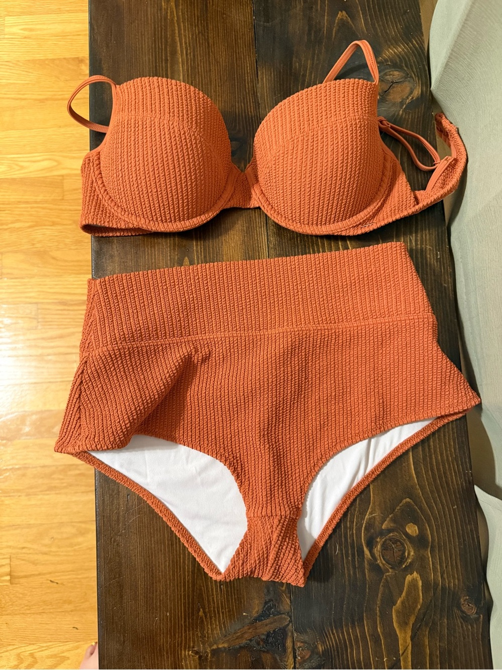 Victoria's Secret Textured High-Waist Bikini Set - Burnt Orange